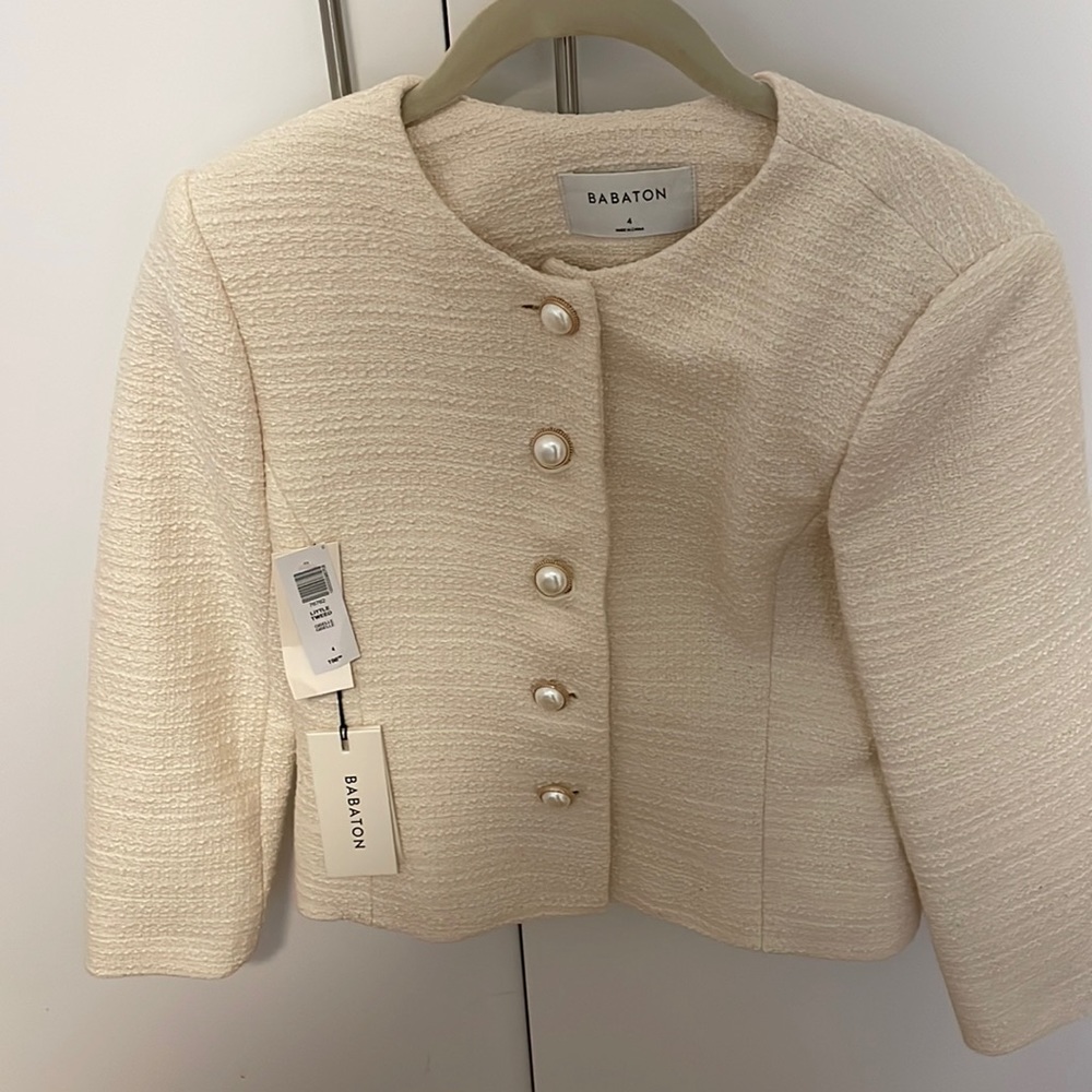 New never worn Babaton winter white jacket. Beautiful pearl buttons. Sz4